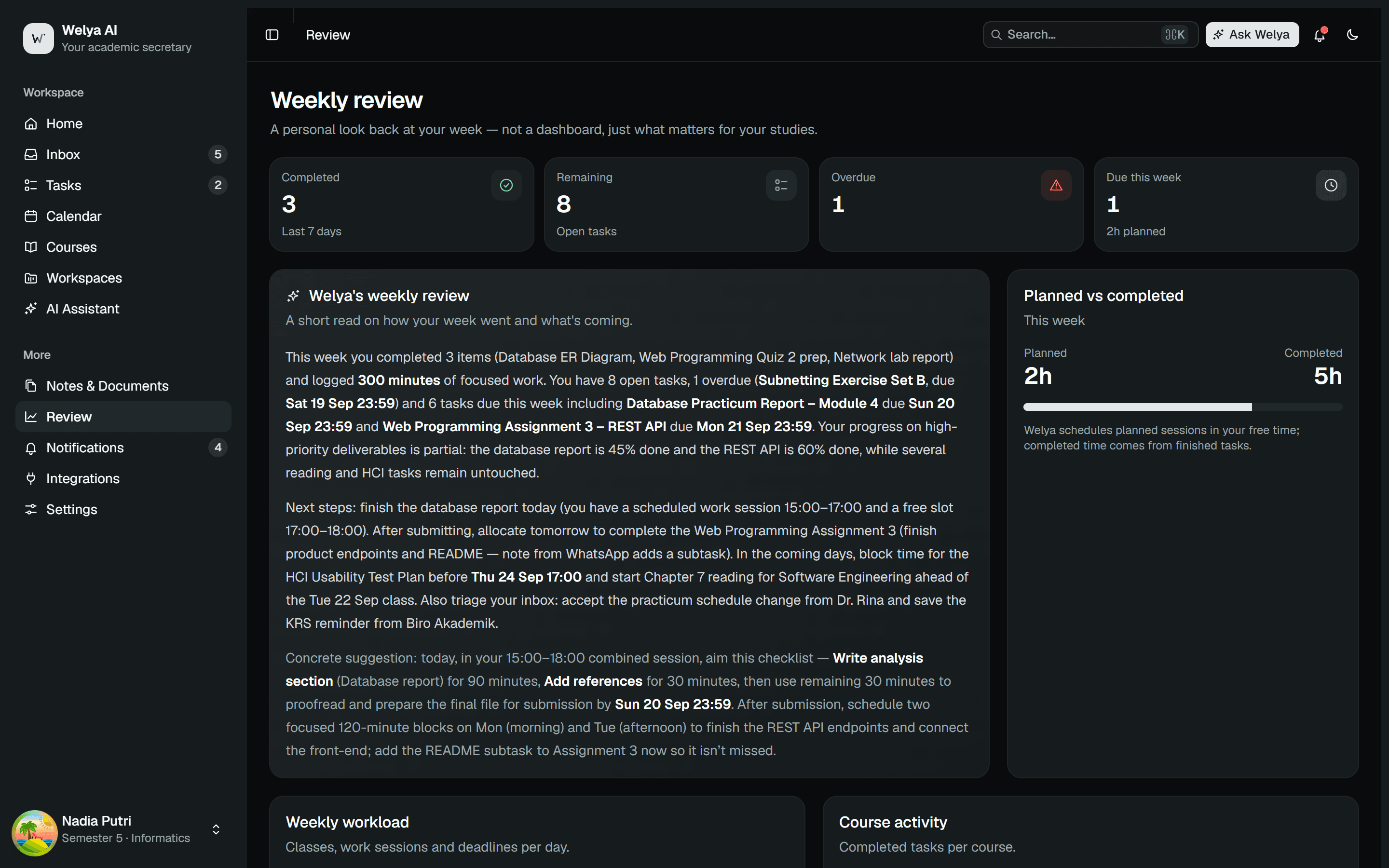 A weekly review that feels personal